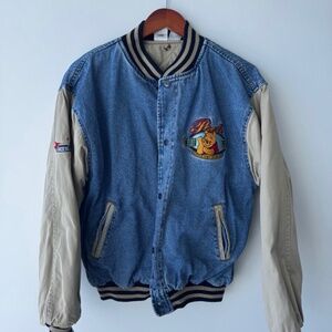 Winnie the Pooh Disney Store Vintage 90s Denim Varsity Jacket